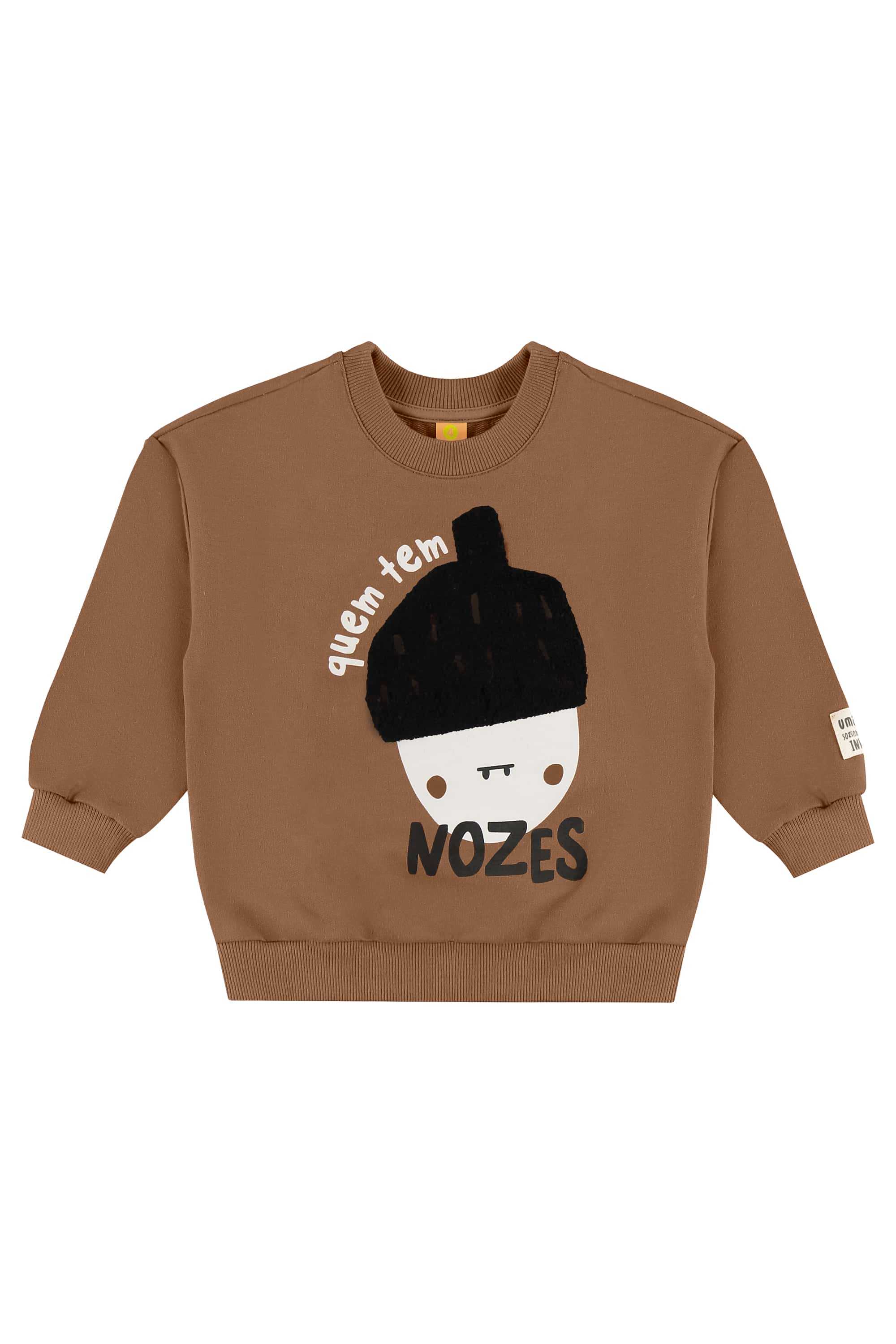 Conjunto Infantil Masculino com Blusão e Calça Nozes (Marrom) Três e Já - Imagem 35